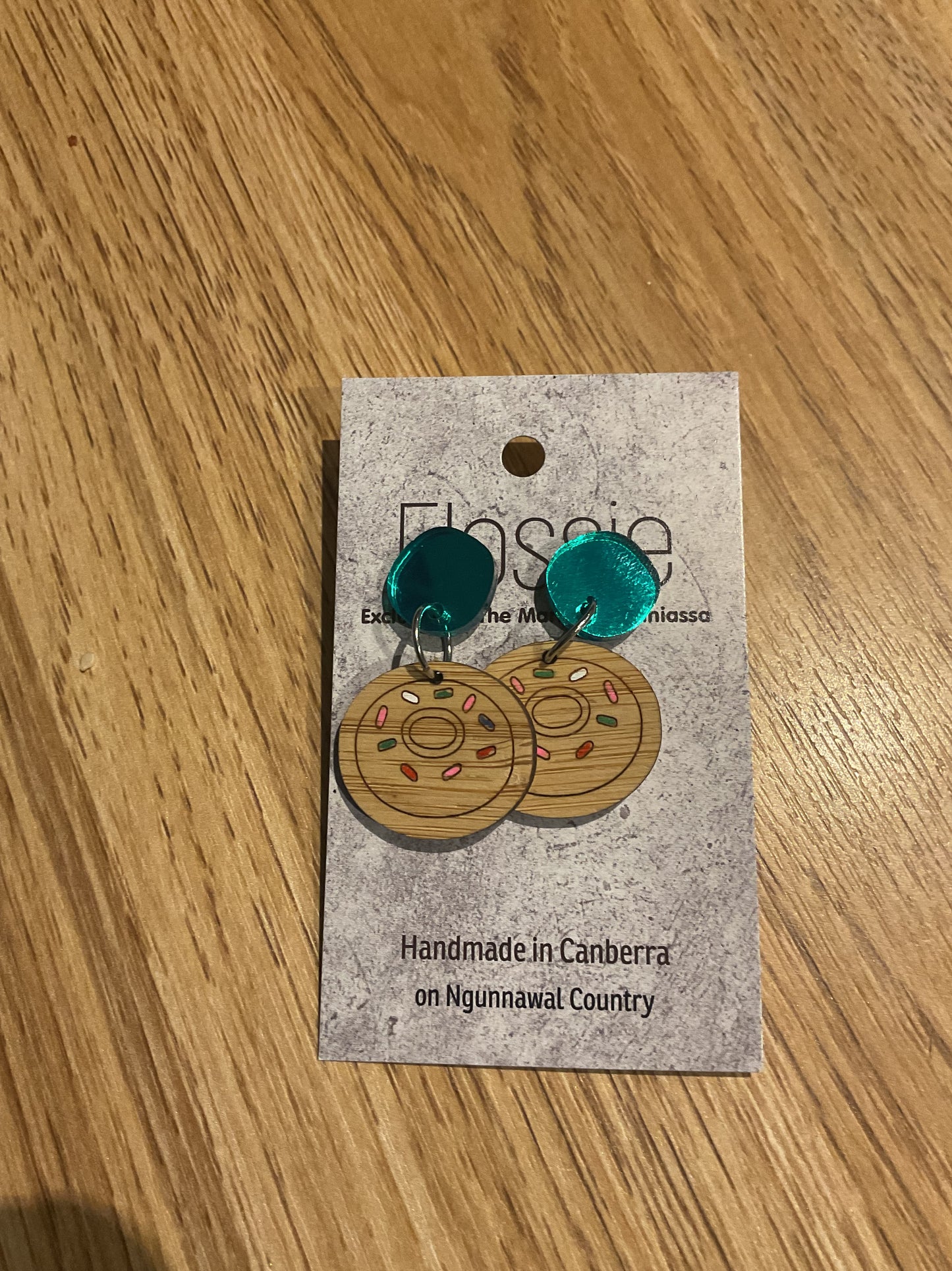 *Earrings Doughnut Handpainted Dangles