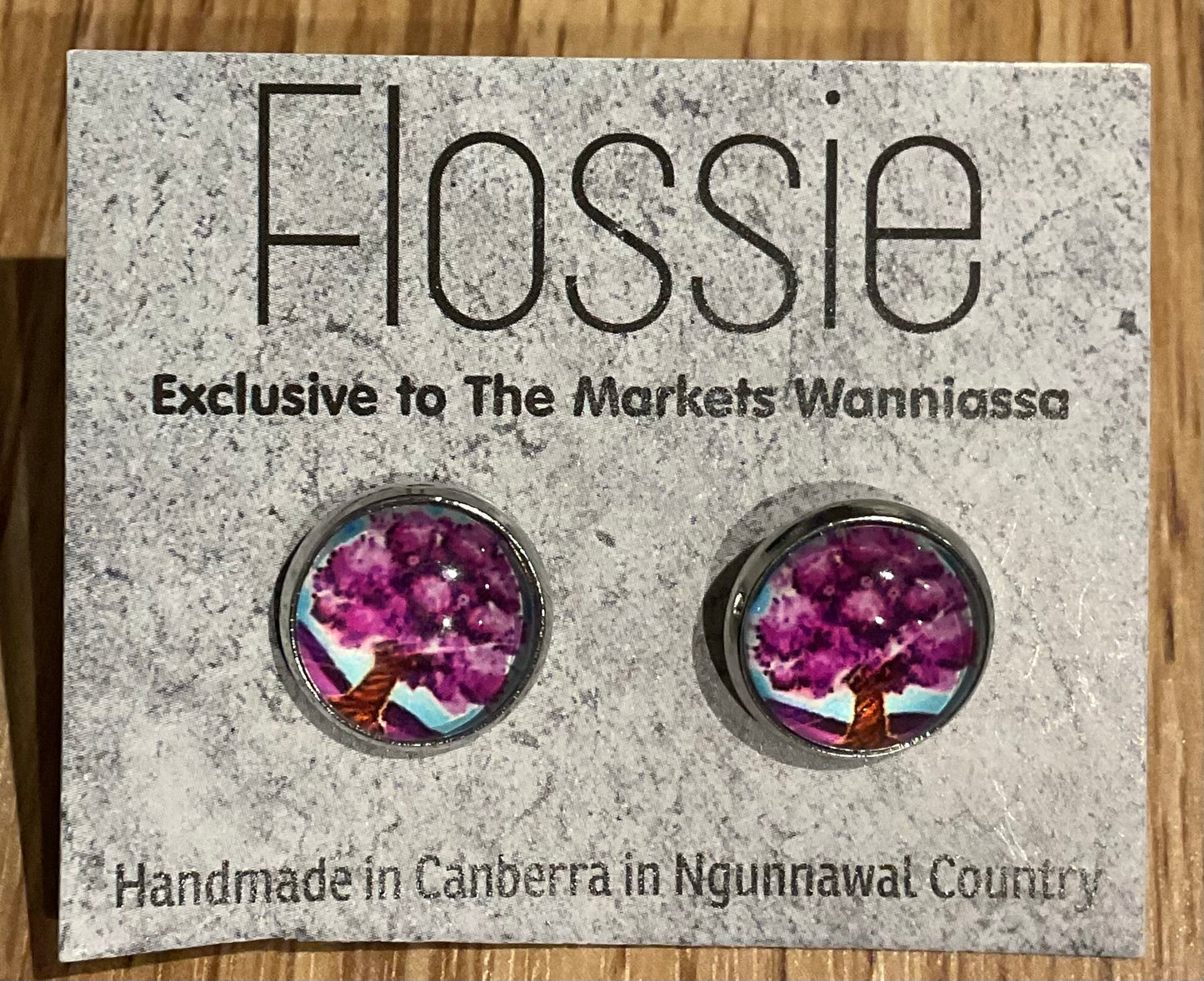 *Earrings Purple Bloom Tree Glass Studs