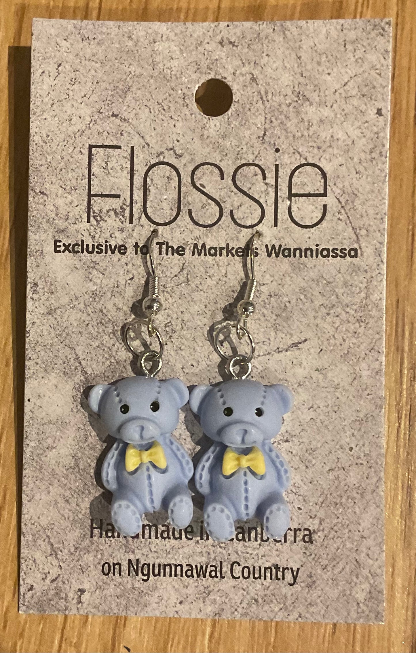 *Earring Blue Bear Dangles