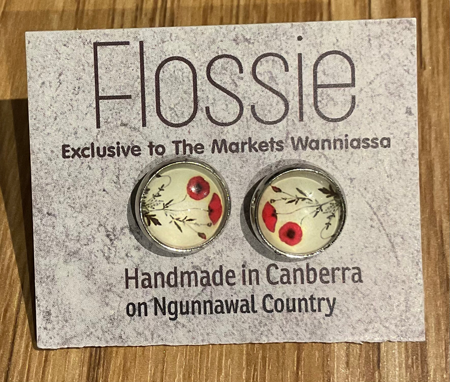 *Earrings Red Poppy Glass Studs