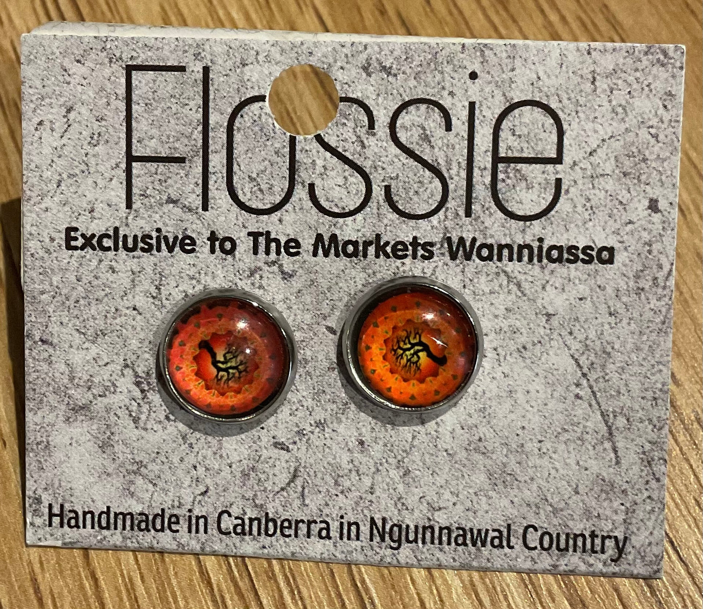 *Earrings Printed Glass Dome Studs
