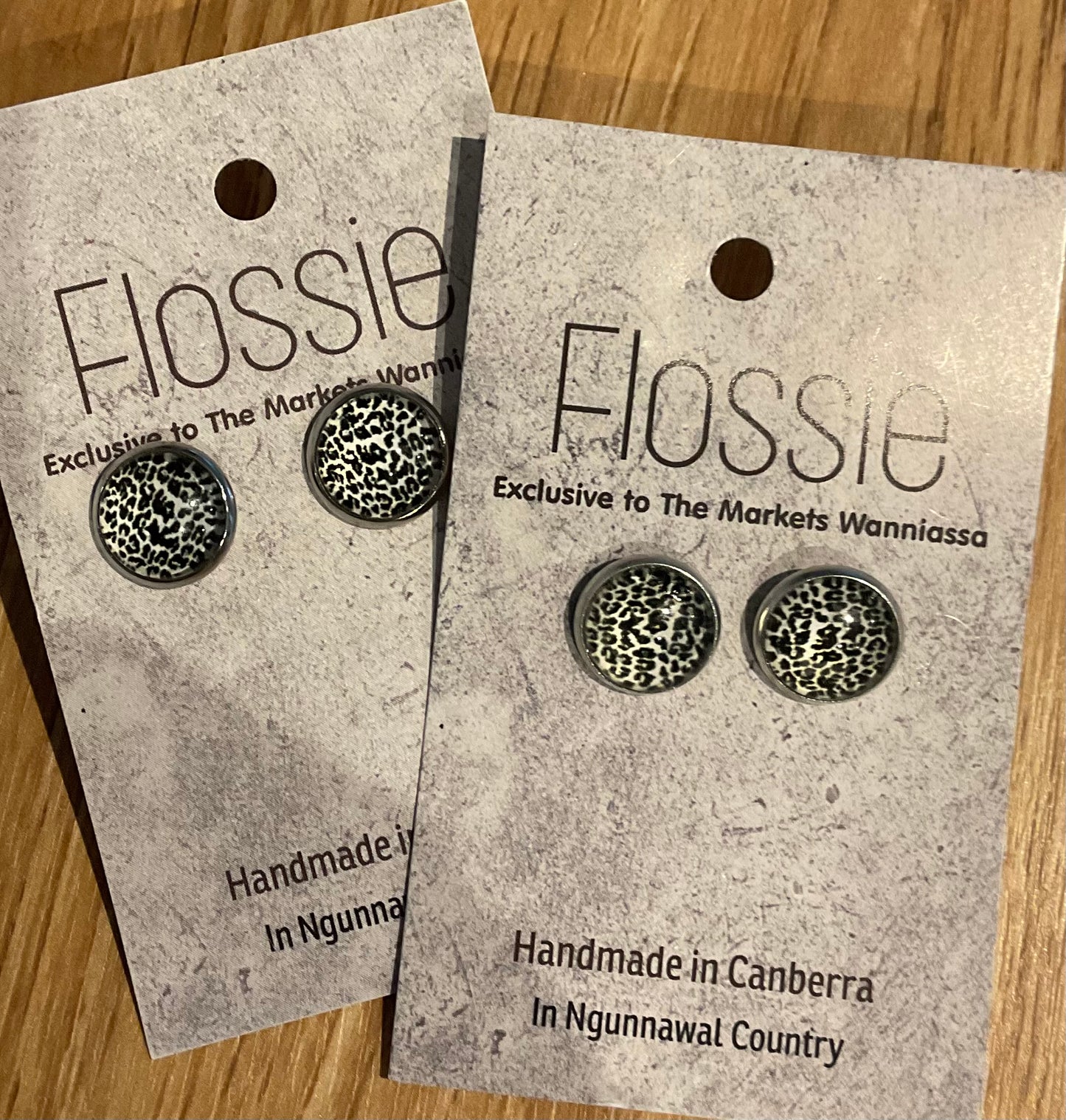 *Earrings Animal Print Black & White Studs