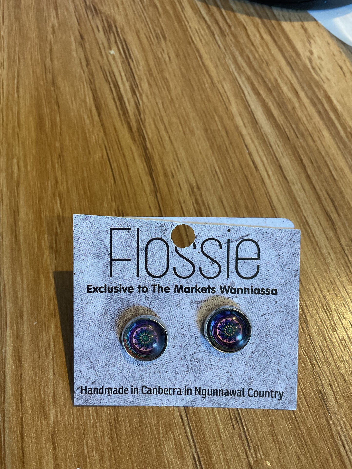 *Earrings Mandala Glass Dome Studs