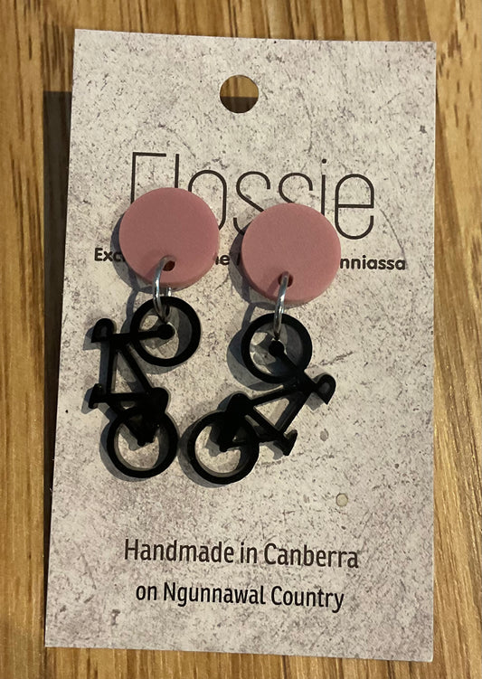 *Earrings Acrylic Black Bicycle Dangles