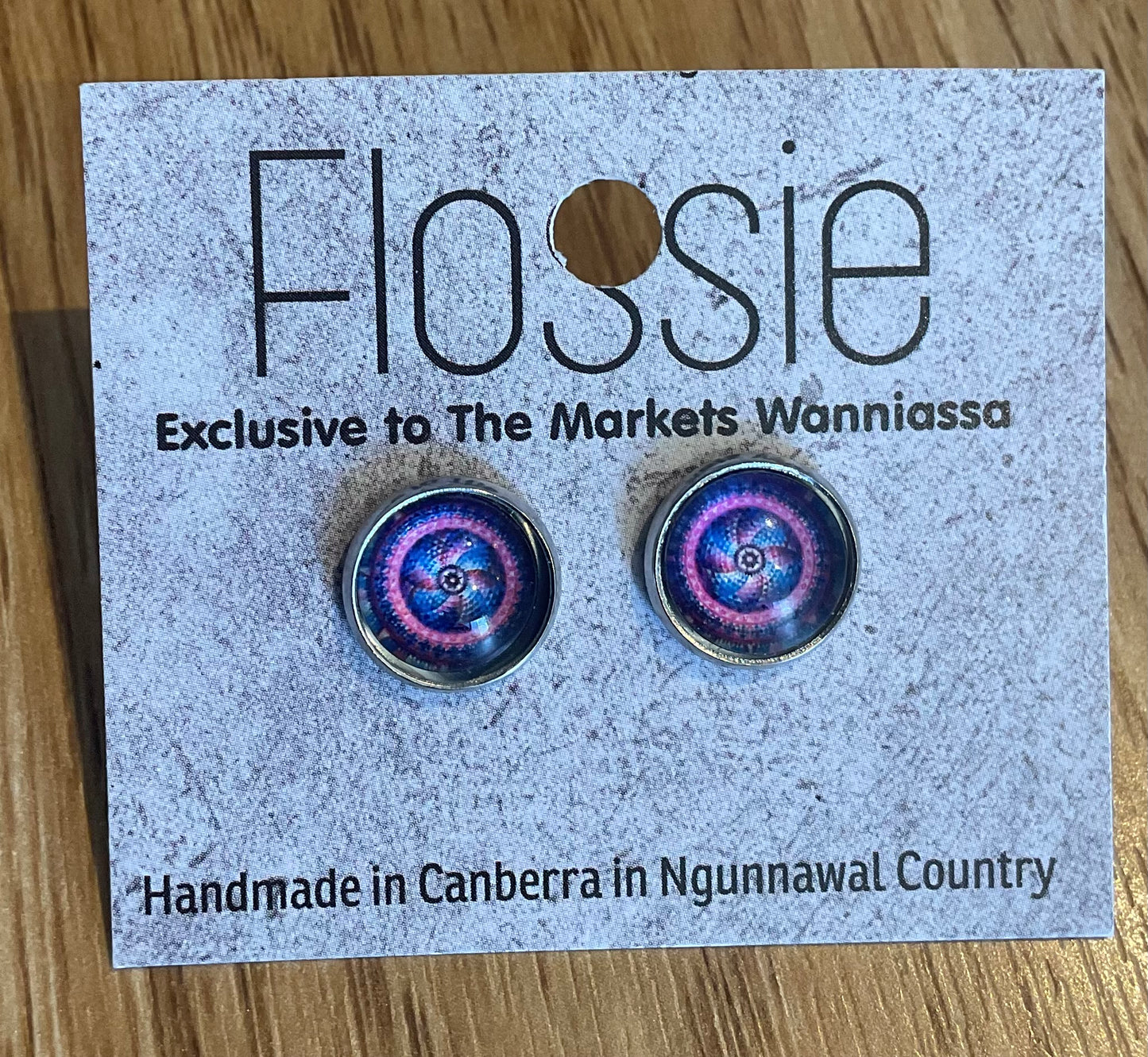 *Earrings Mandala Glass Dome Studs