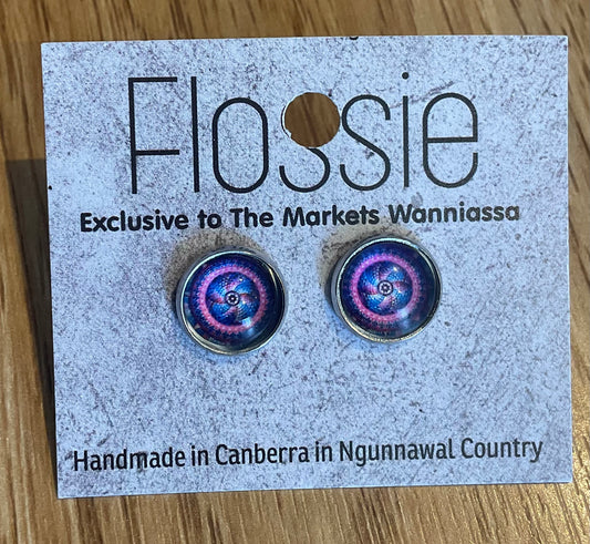 *Earrings Mandala Glass Dome Studs