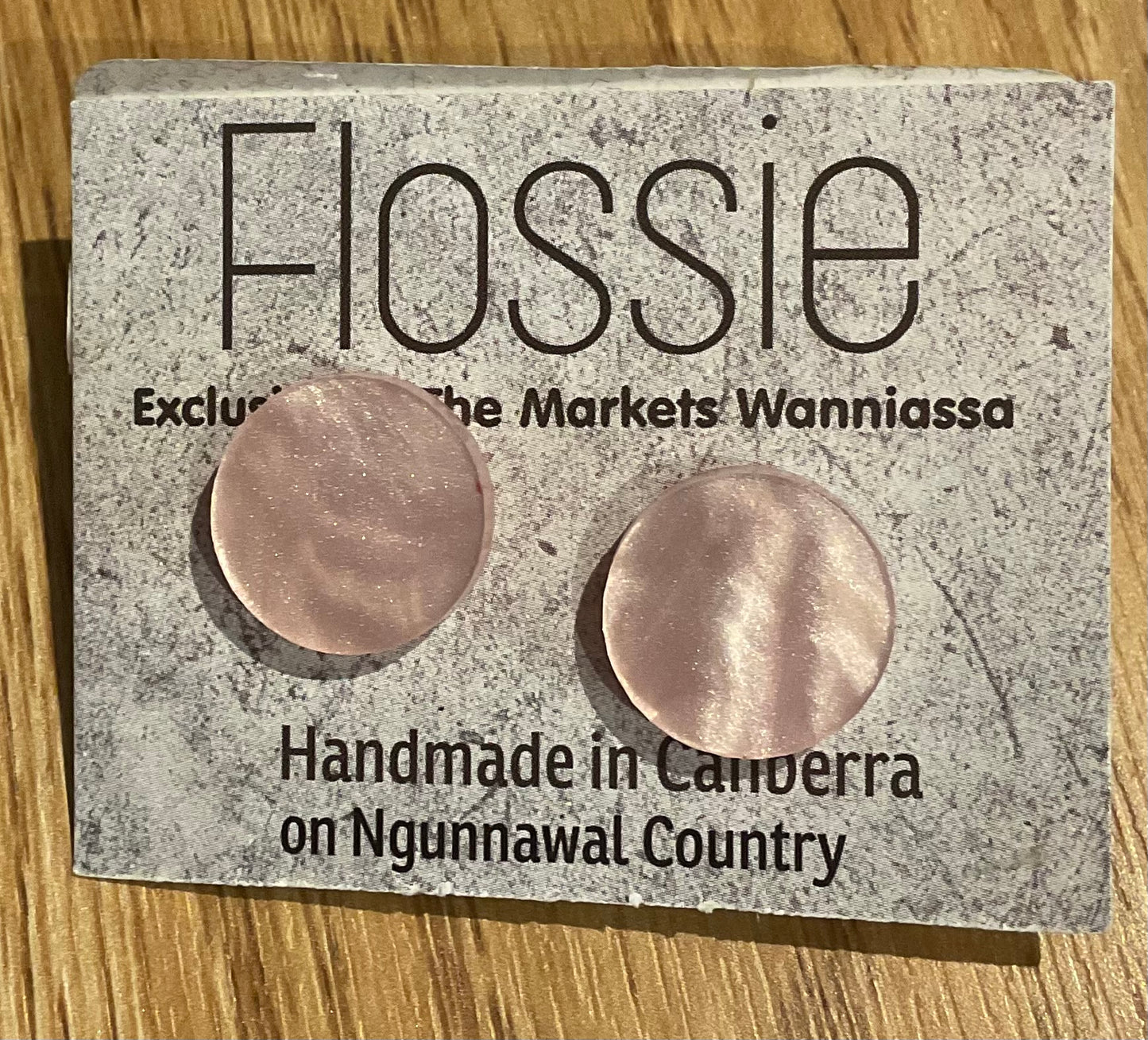 *Earrings Marble Pink Round Studs
