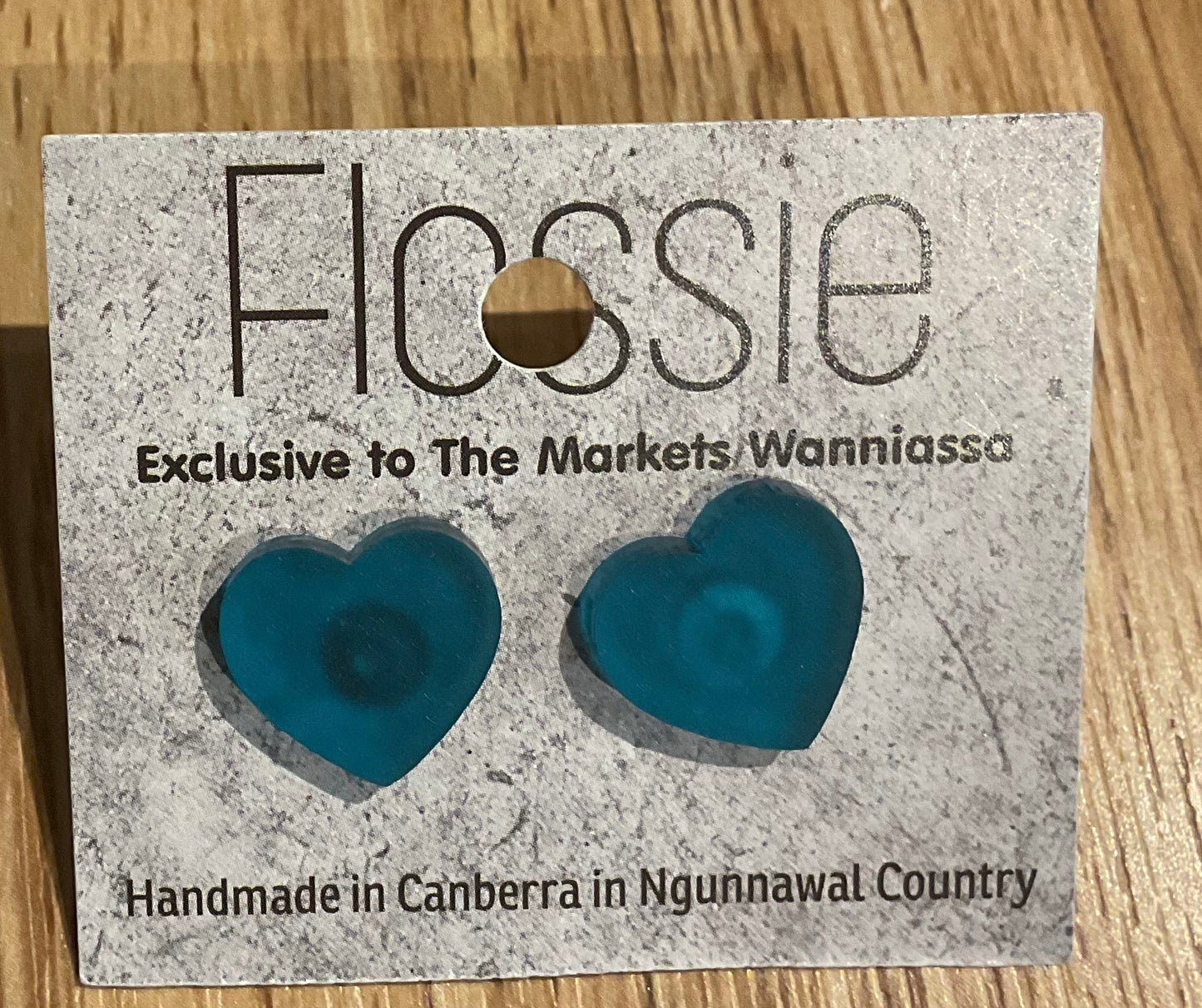*Earrings Teal Heart Studs