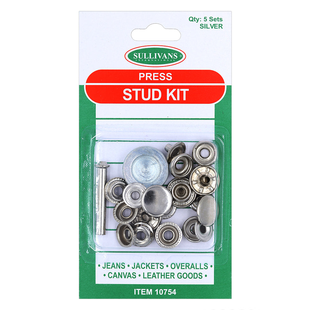 Press Stud Kit 5 pack 15mm - Silver