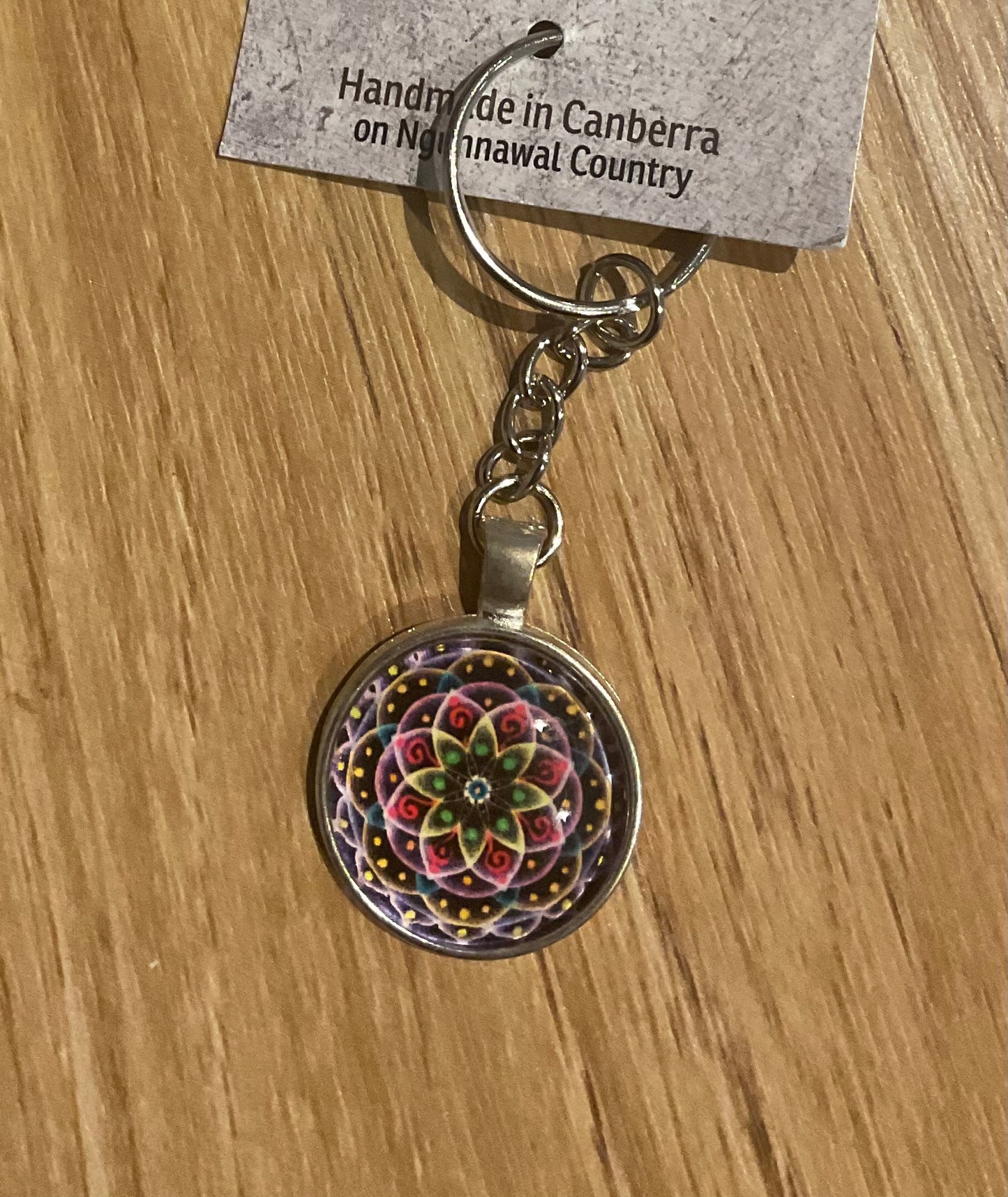 *Glass Dome Keychain Silver