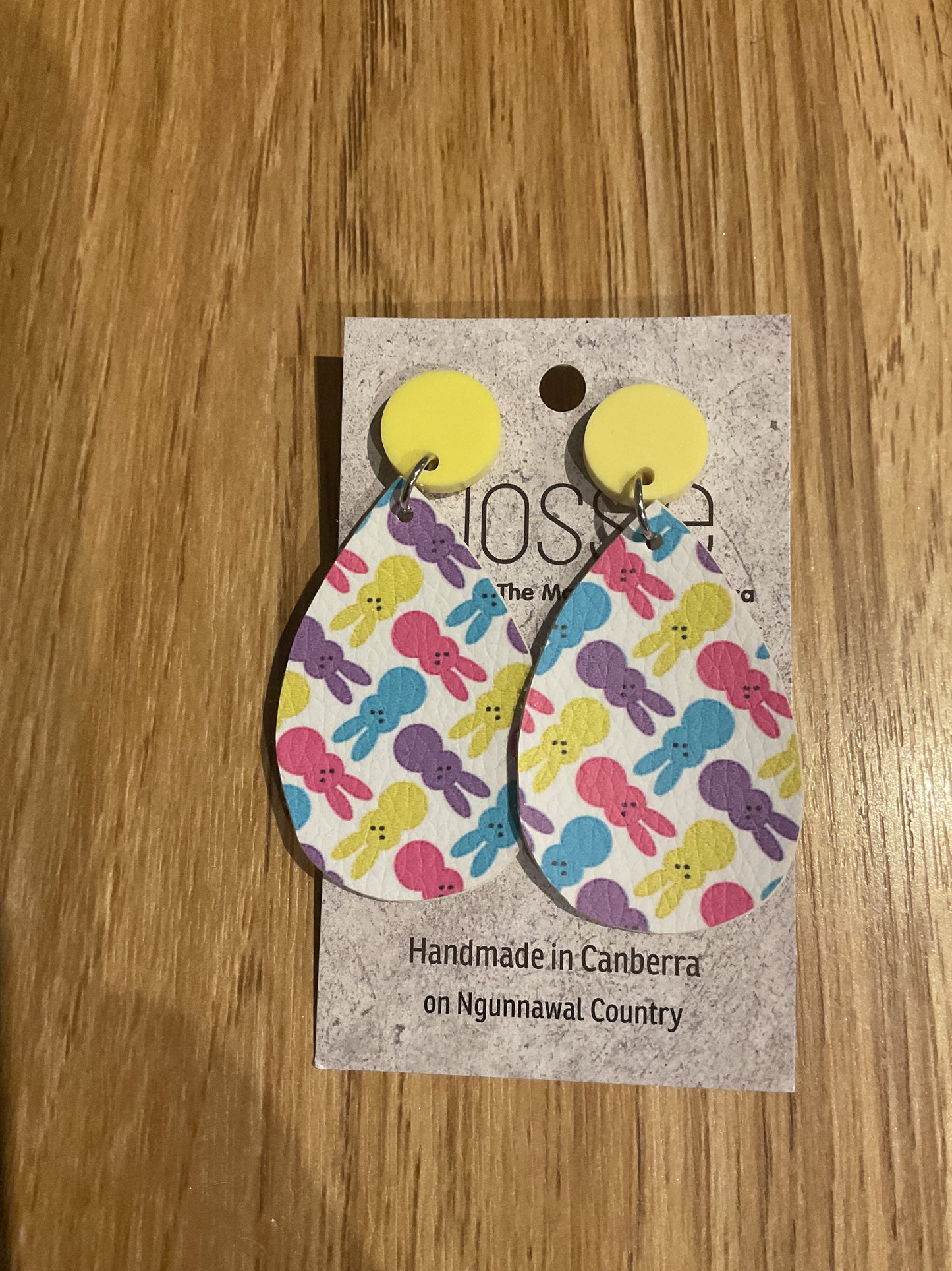 *Earrings Vinyl Bunny Print Dangles