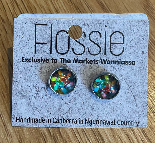 *Earrings Mandala Glass Dome Studs
