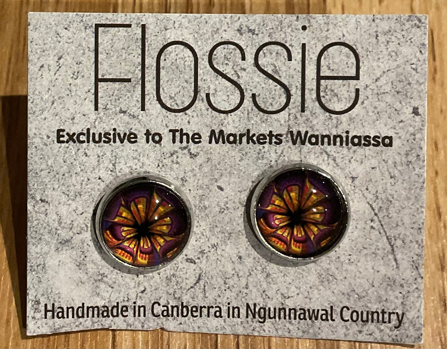 *Earrings Orange Bloom Glass Studs