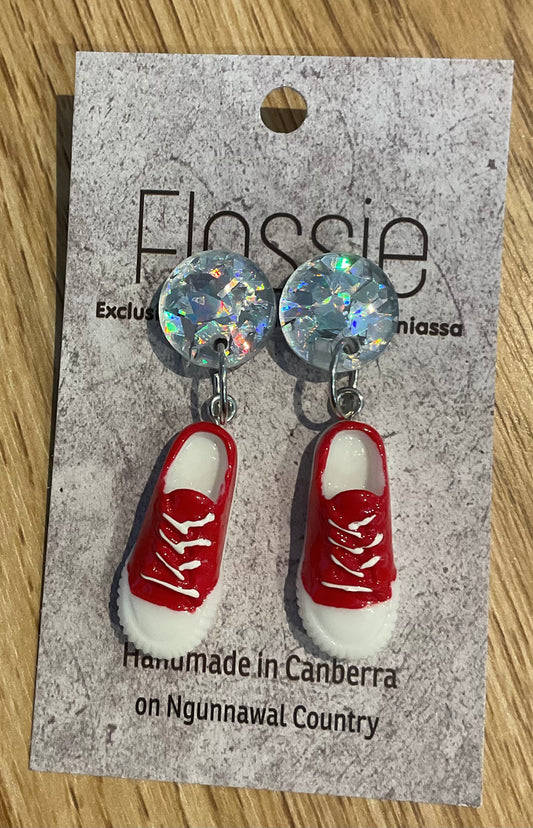 *Earrings Clip on Dangles Sneakers