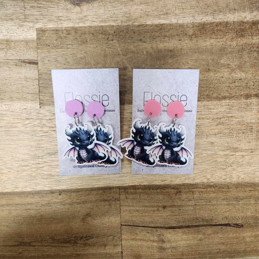 Earrings Black Dragon Dangles
