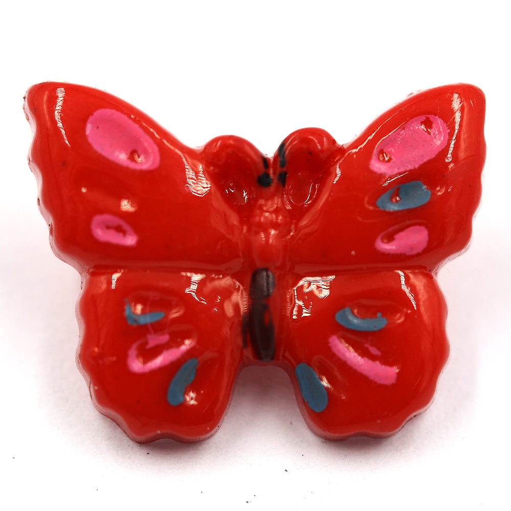 Button Card 6pcs - Red Butterflies