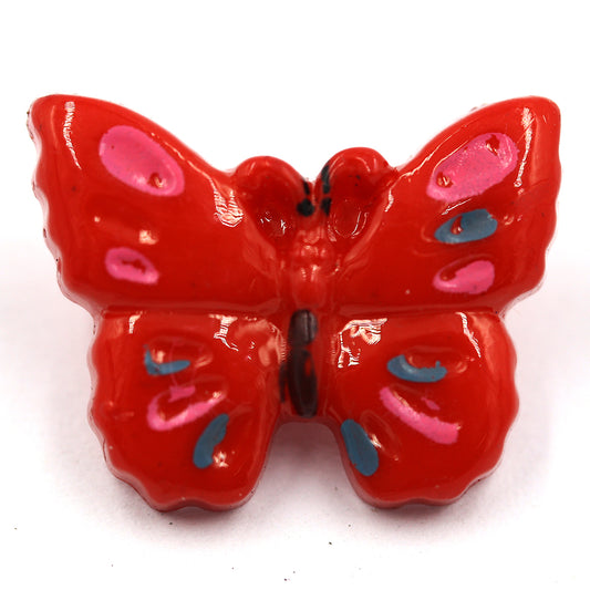 Button Card 6pcs - Red Butterflies