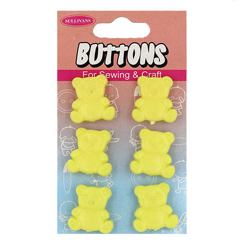Button Card 6pcs - Yellow Bear