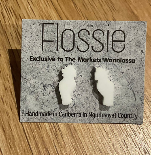*Earrings White Cockatoo Studs