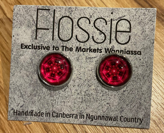 *Earrings Pink Mandala Glass Studs