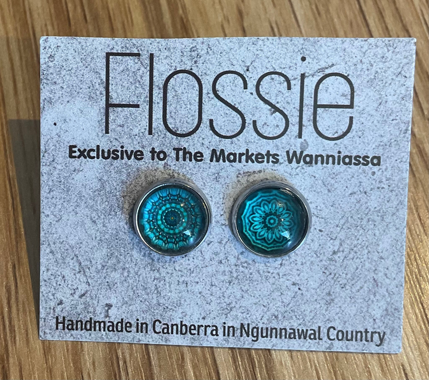 *Earrings Mandala Glass Dome Studs
