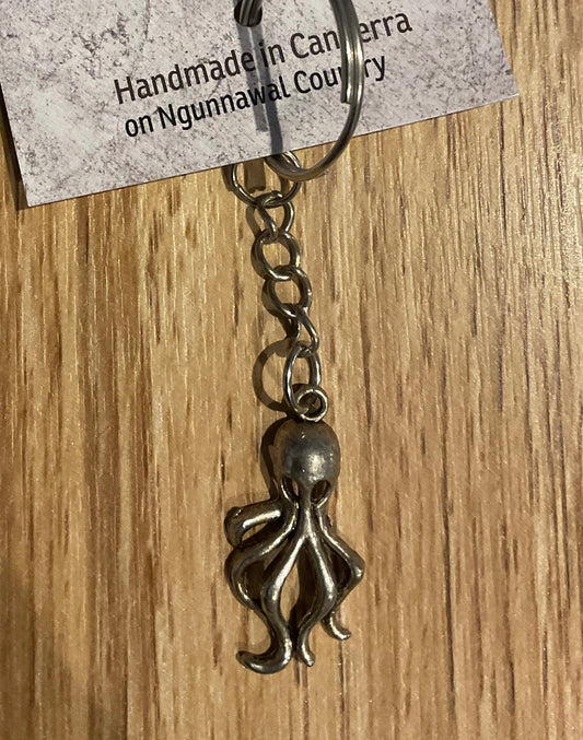 *Silver Charm Keychain Octopus