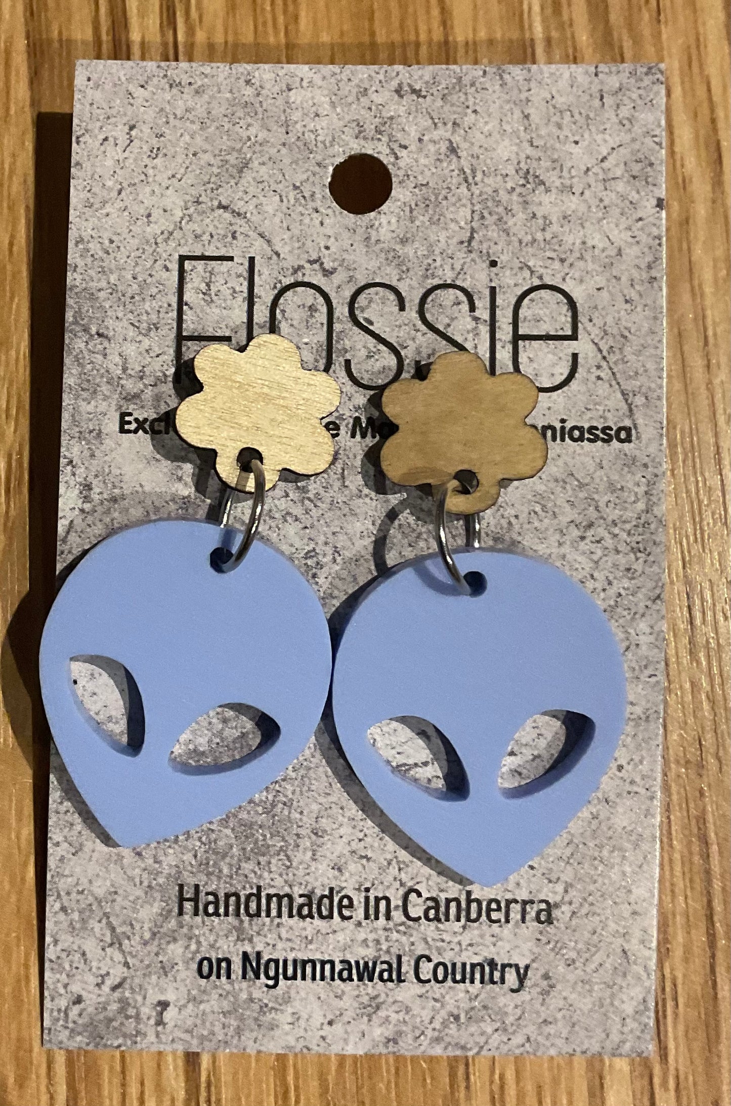 *Earrings Acrylic Blue Alien Dangles