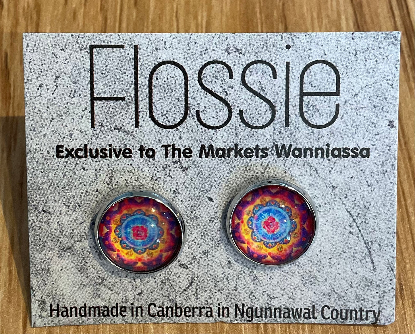 *Earrings Mandala Glass Dome Studs