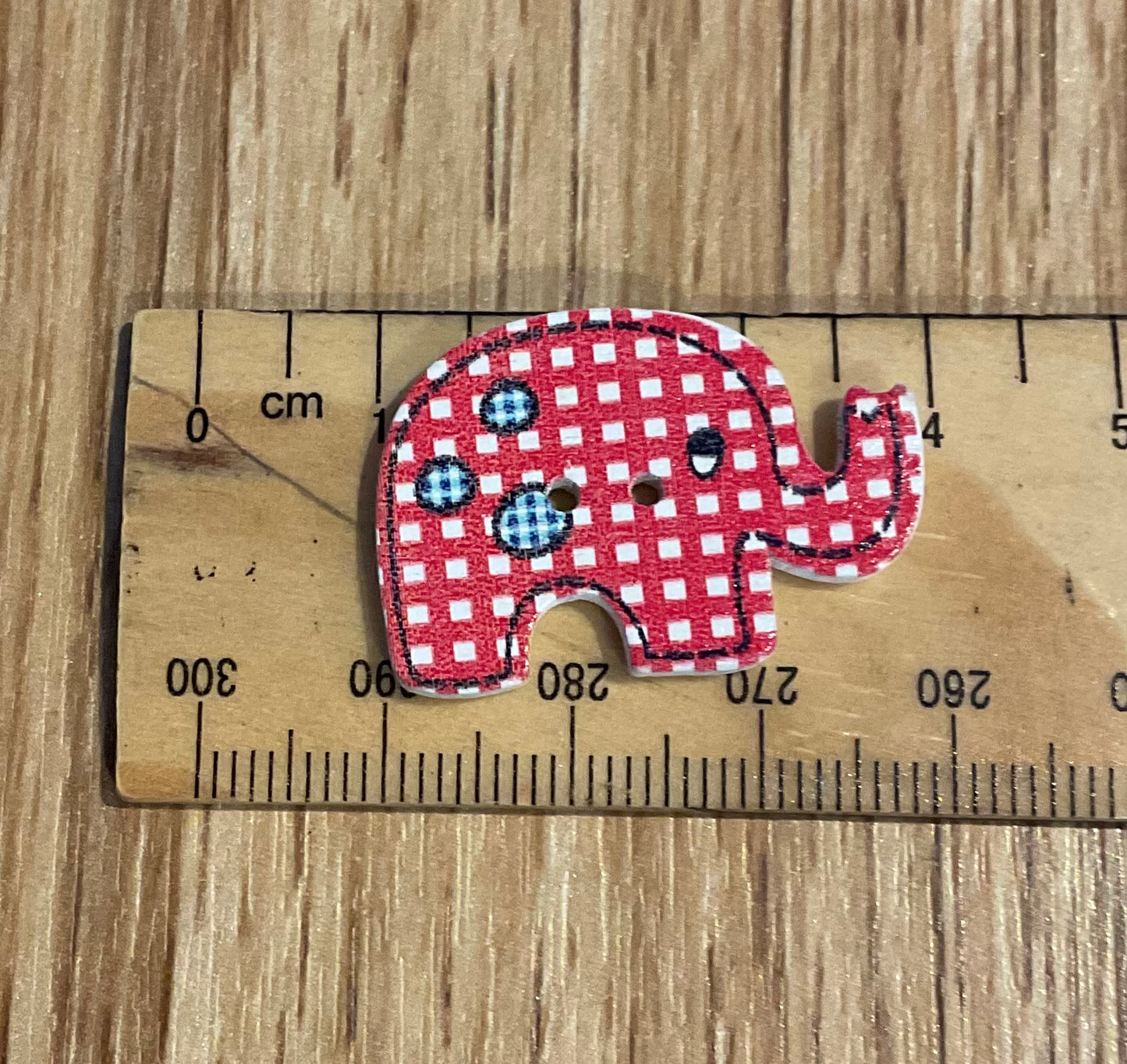 *Loose Buttons -Wooden Printed Elephant