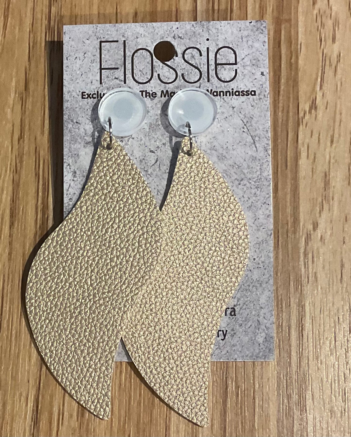 *Earrings Faux Leather Gold Wavy Dangles