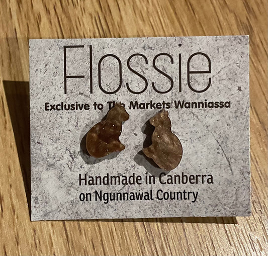 *Earrings Brown Cat Studs