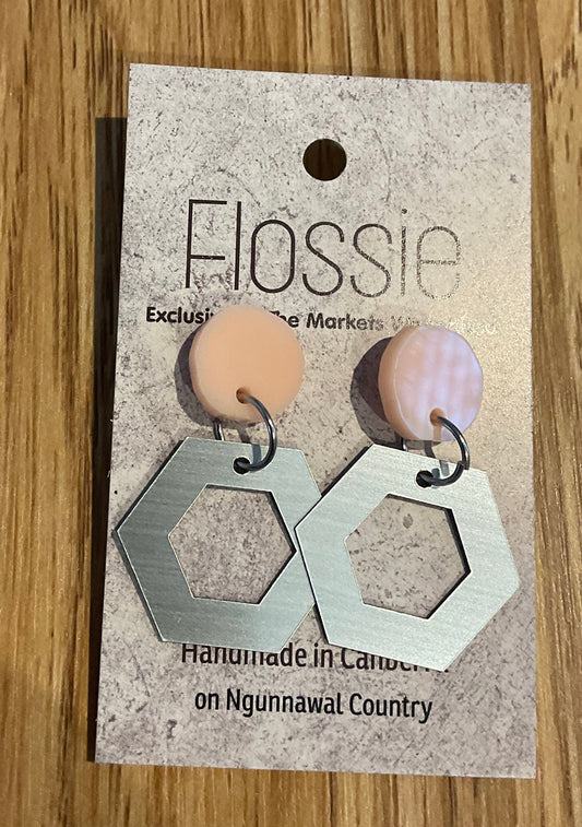 *Earrings Silver Hex Dangles