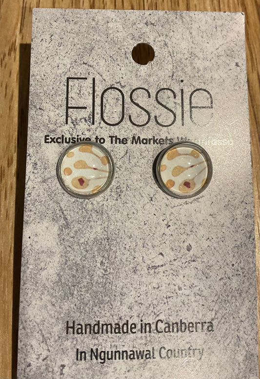 *Earrings Neutral Print Glass Studs