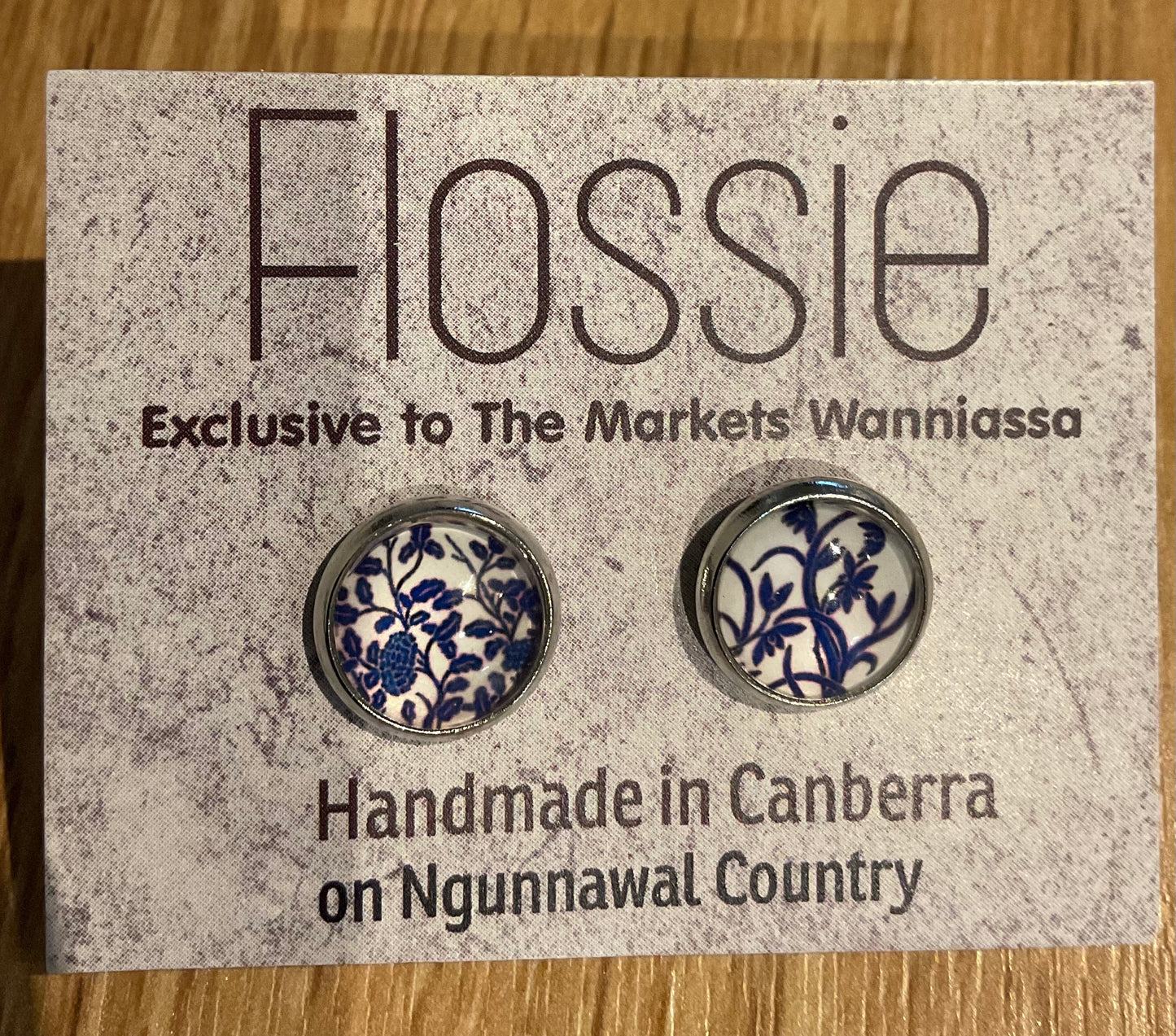 *Earrings Printed Glass Dome Studs