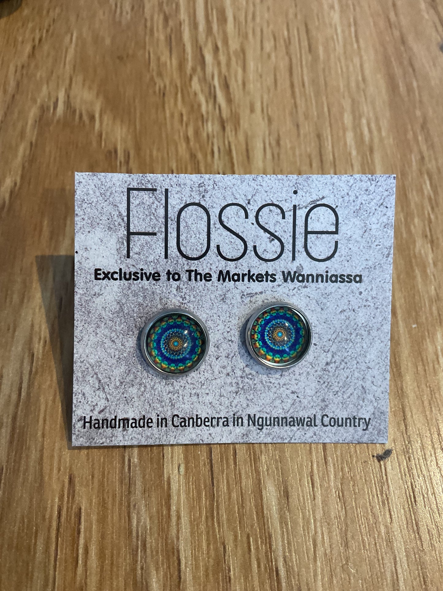 *Earrings Mandala Glass Dome Studs