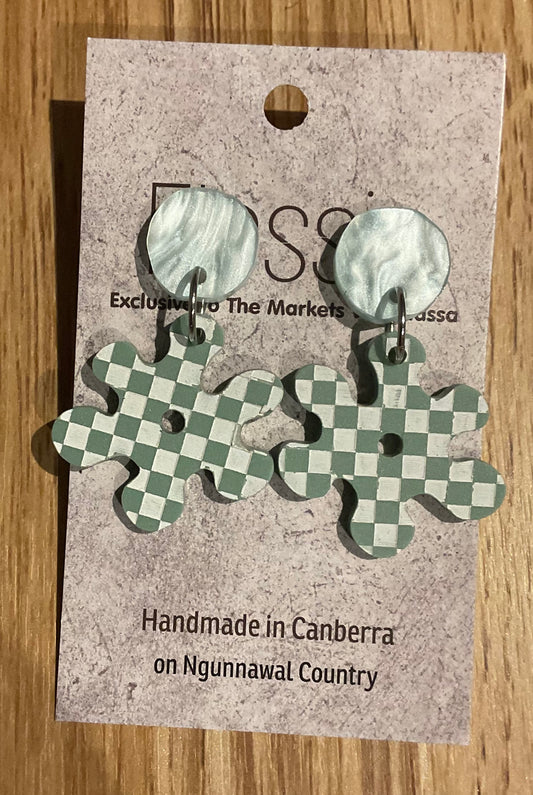 *Earrings Acrylic Hand Painted Flower Dangles