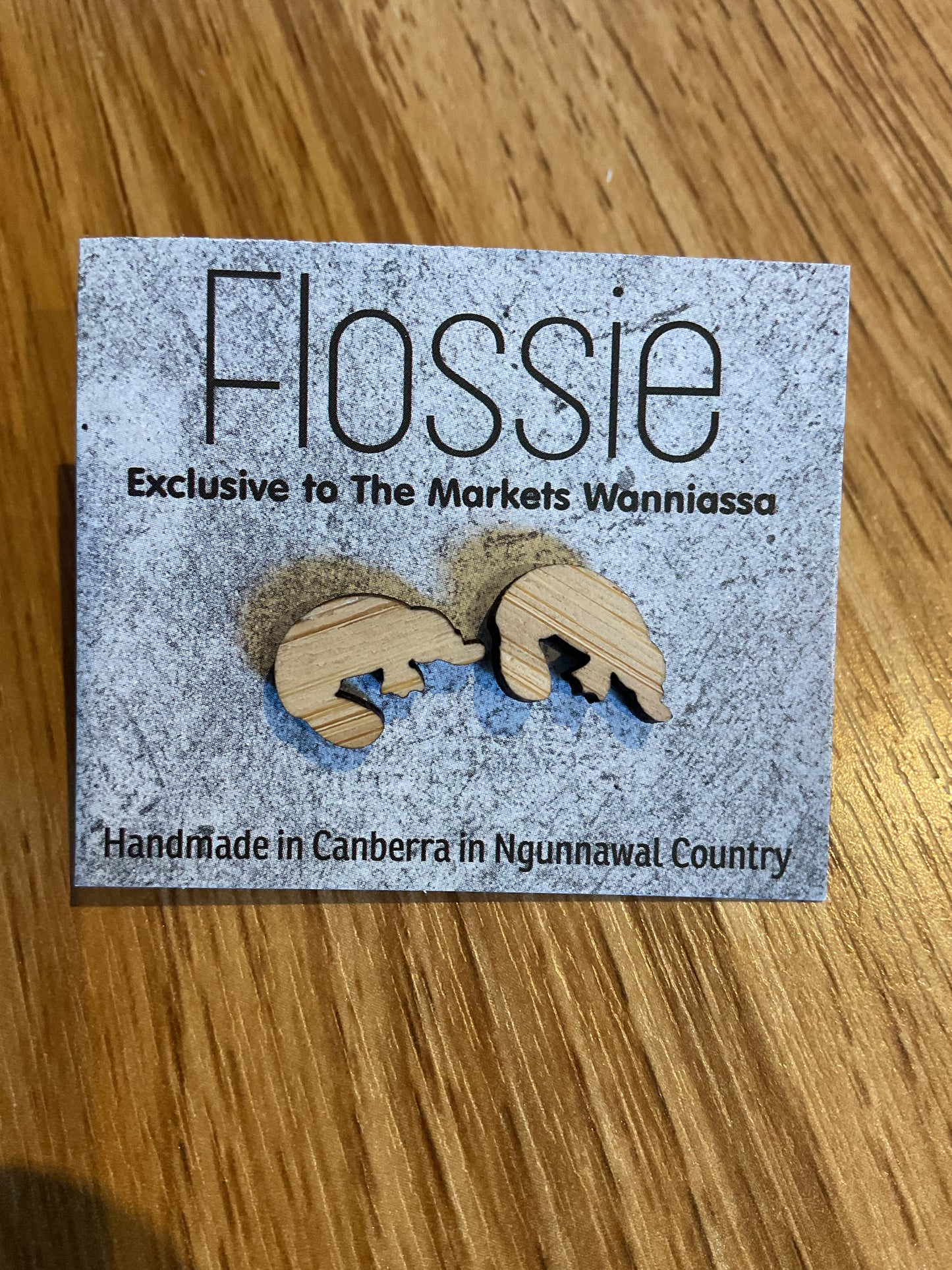 *Earrings Platypus Wooden Studs