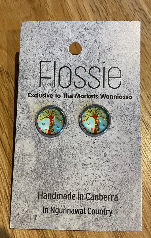 *Earrings Tree Glass Dome Studs