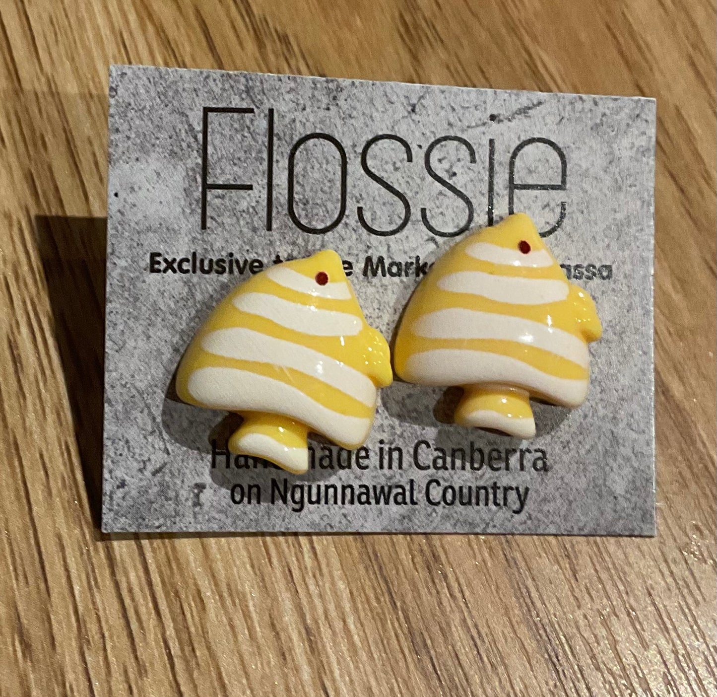 *Earrings Yellow Fish Studs