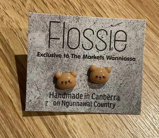 *Earrings Teeny Bear Face Studs