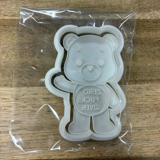 Rude Bear Cookie Cutter - Zero F*cks Given