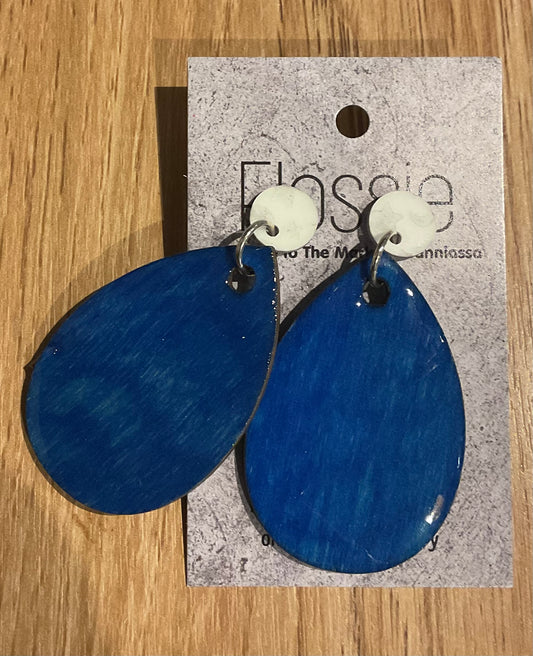 *Earrings Hand Painted Royal Blue Resin Dangles