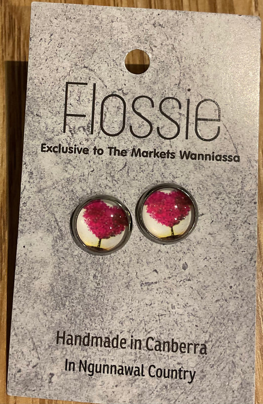 *Earrings Pink Tree Glass Studs