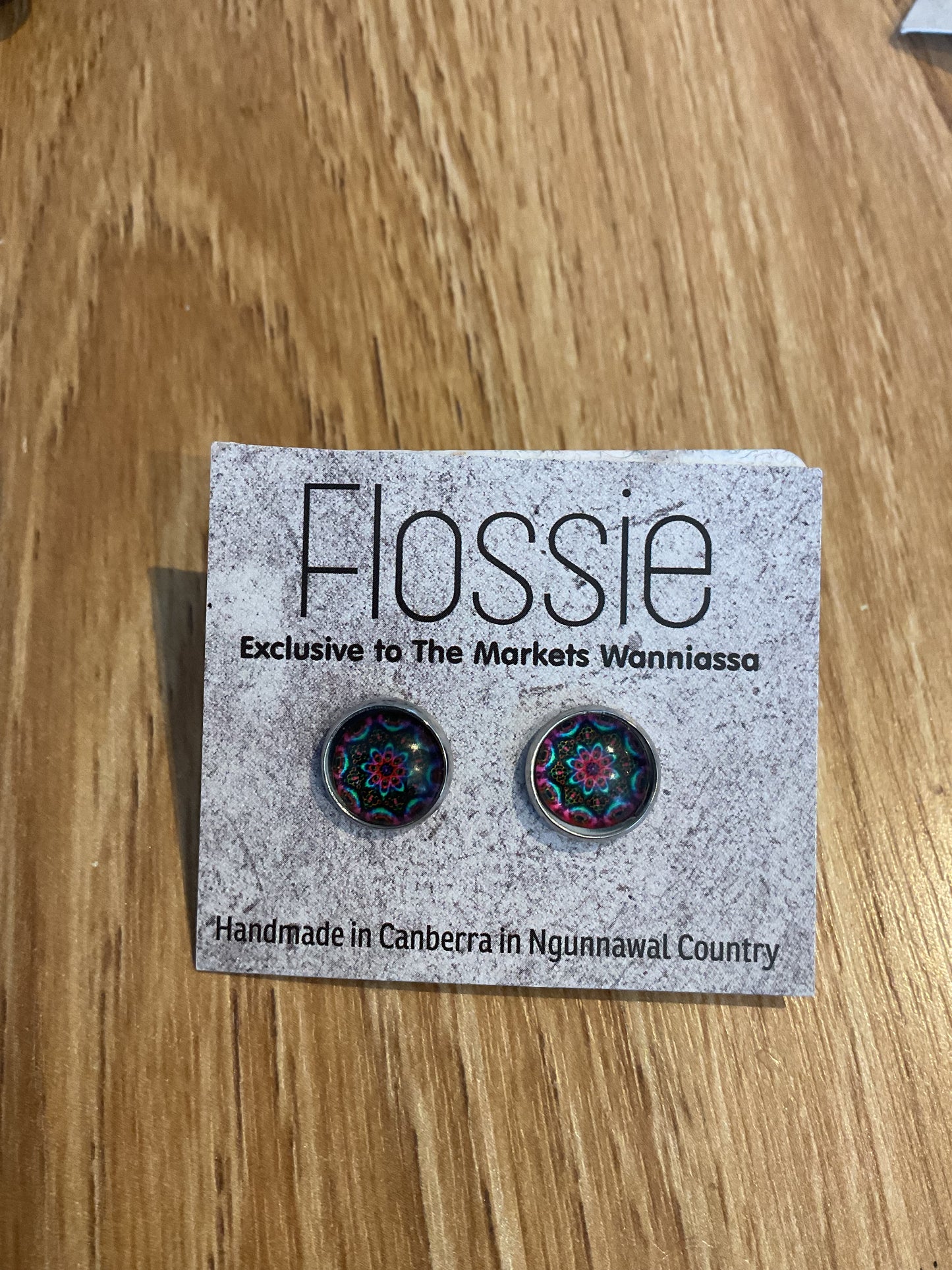 *Earrings Mandala Glass Dome Studs