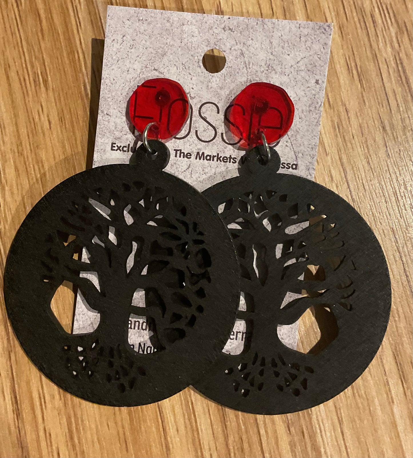 *Earrings Wooden Tree of Life Dangle
