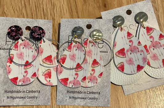 *Earrings Flamingo Watermelon Dangles