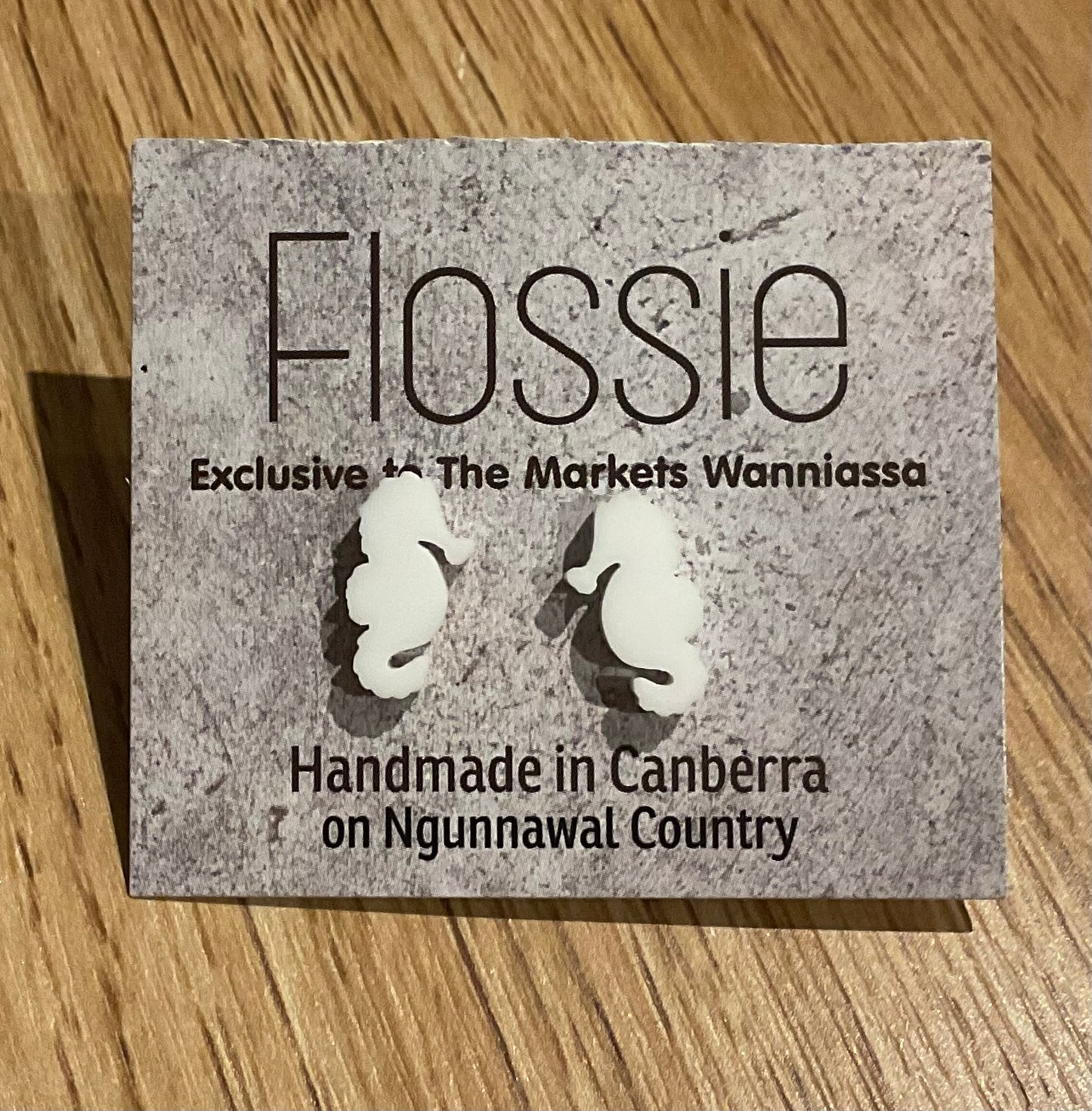 *Earrings White Small Seahorse Studs
