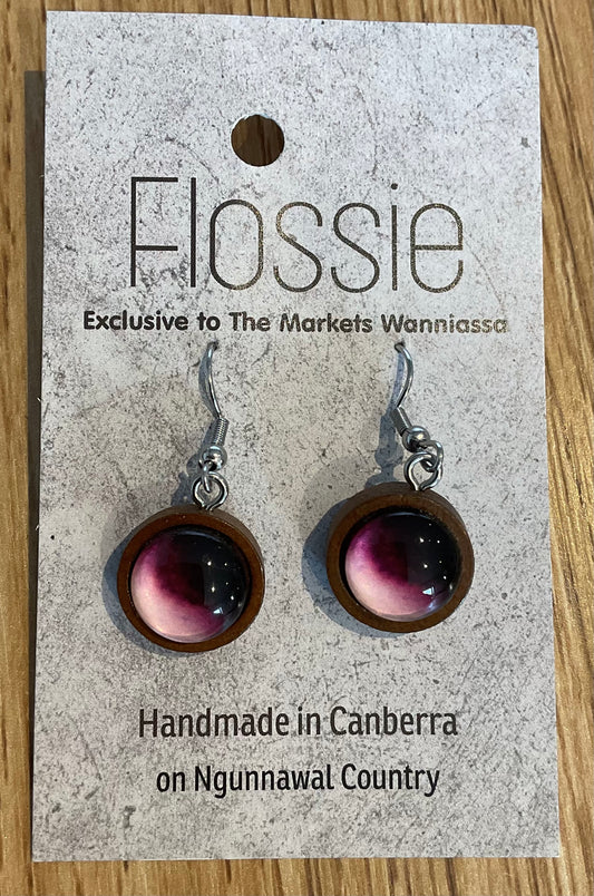 *Earrings Wooden Ombre Purple Dome Dangles