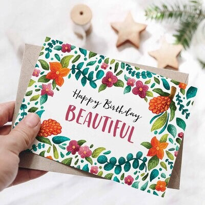 Floral Happy Birthday Beautiful Card
