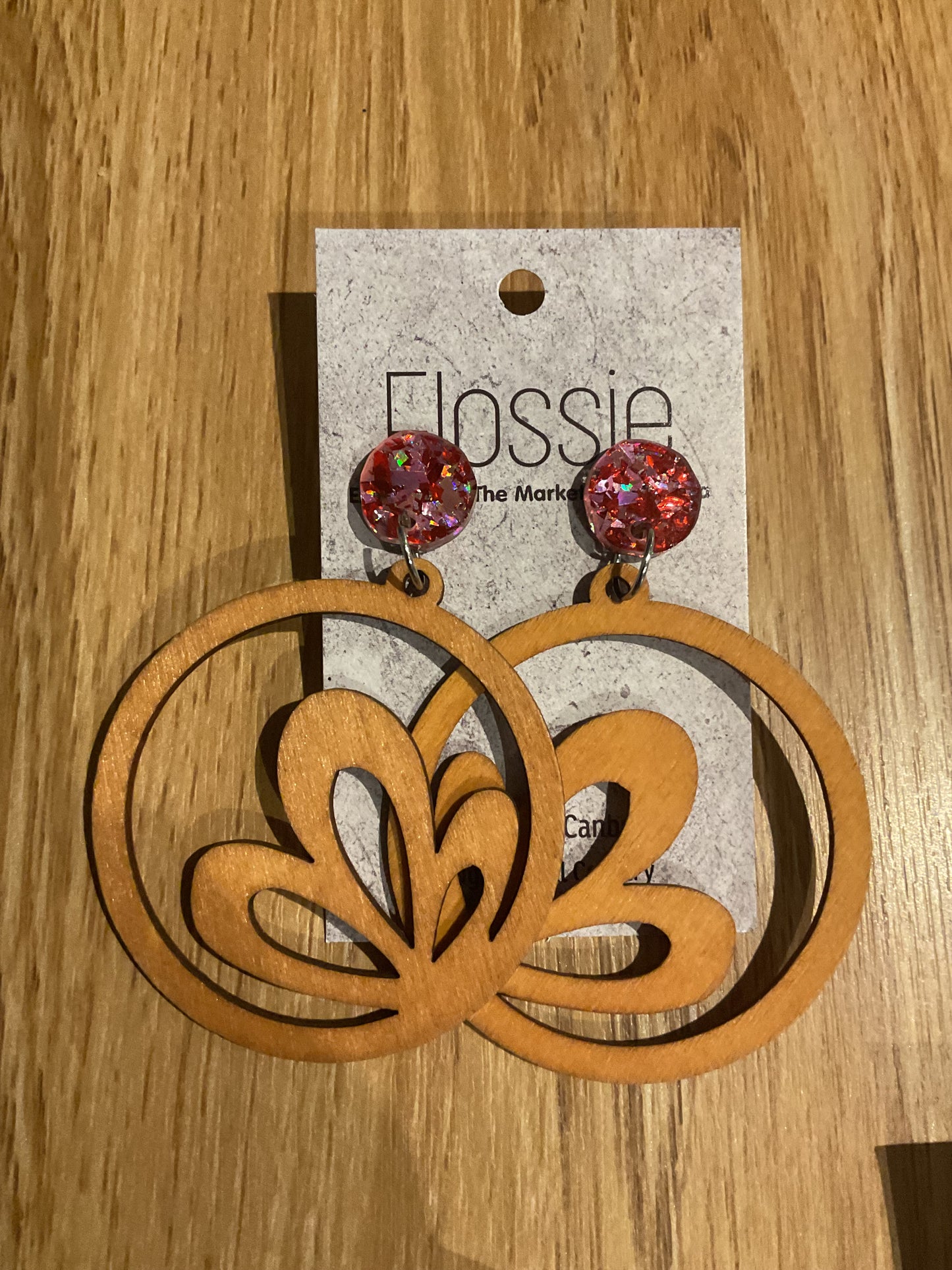 *Earrings Wooden Large Hoop Dangles